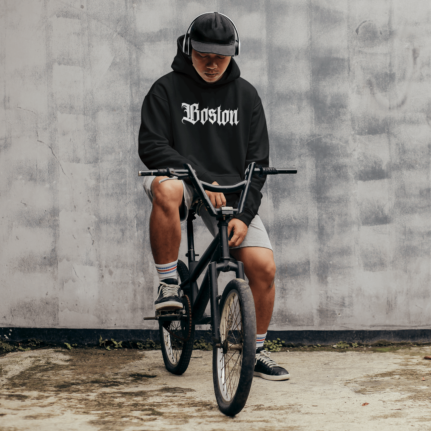 Classic Boston Old English Heavyweight Hoodie - Premium Cotton/Poly Blend - Boston Print Co.