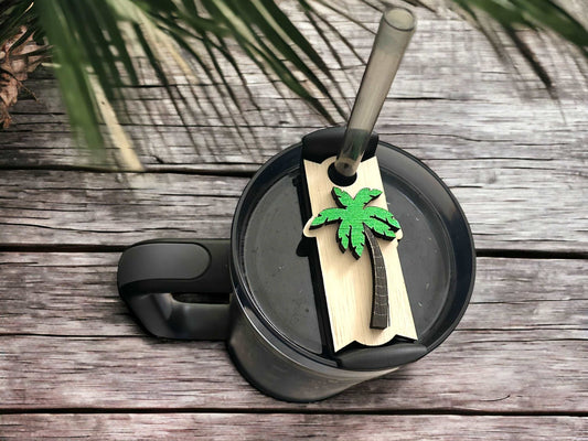Discover Paradise: Exotic Palm Tree Topper for 30/40oz Tumblers | Premium Wooden Drinkware Accessory - Boston Print Co. 