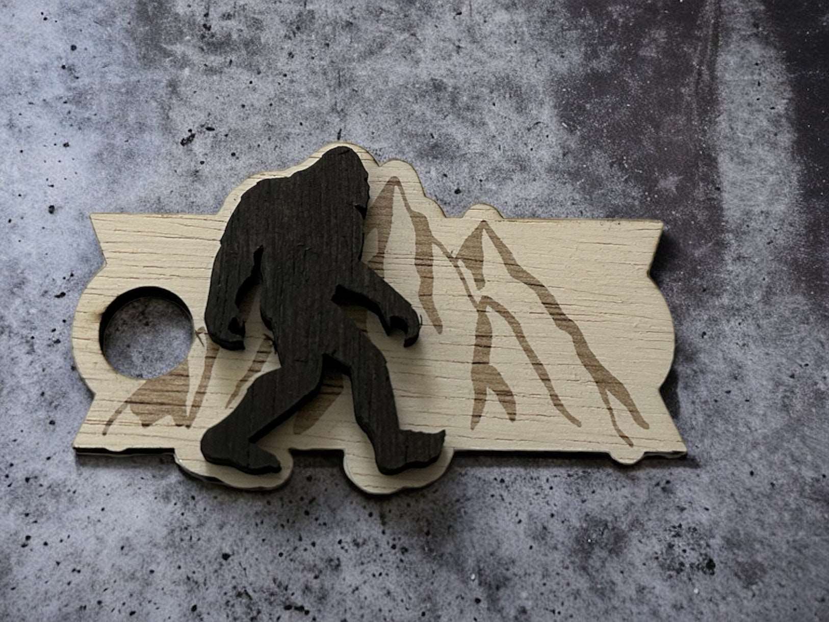 Unleash the Wild: Sasquatch & Mountains Lid Topper for 30/40oz Tumblers | Premium Wooden Tumbler Upgrade - Boston Print Co.