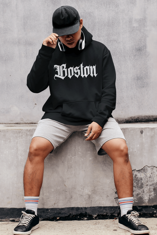 Classic Boston Old English Heavyweight Hoodie - Front View