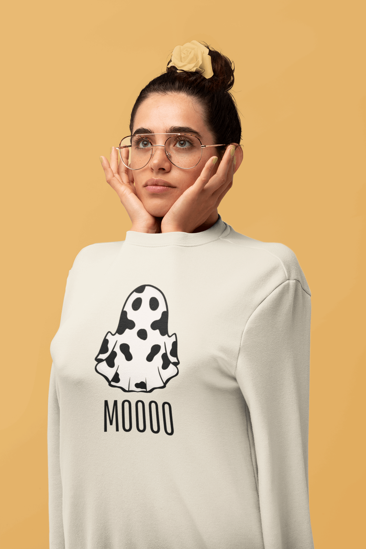 Halloween MOOOO Ghost Cow Sweatshirt | Cute & Cozy - Boston Print Co.