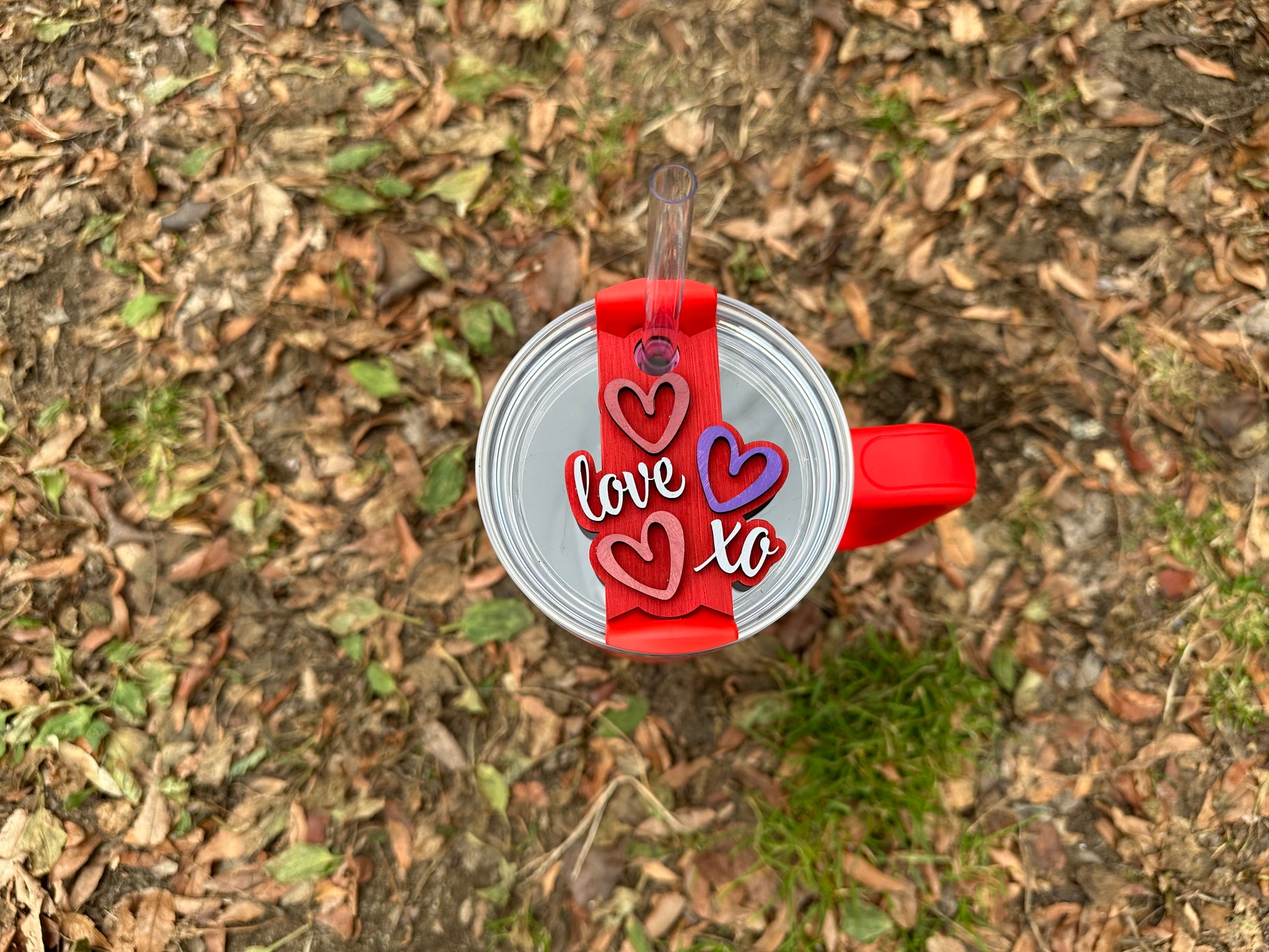 Radiant Red Wooden Tumbler Topper by Boston Print Co. on a stanley quencher 40oz