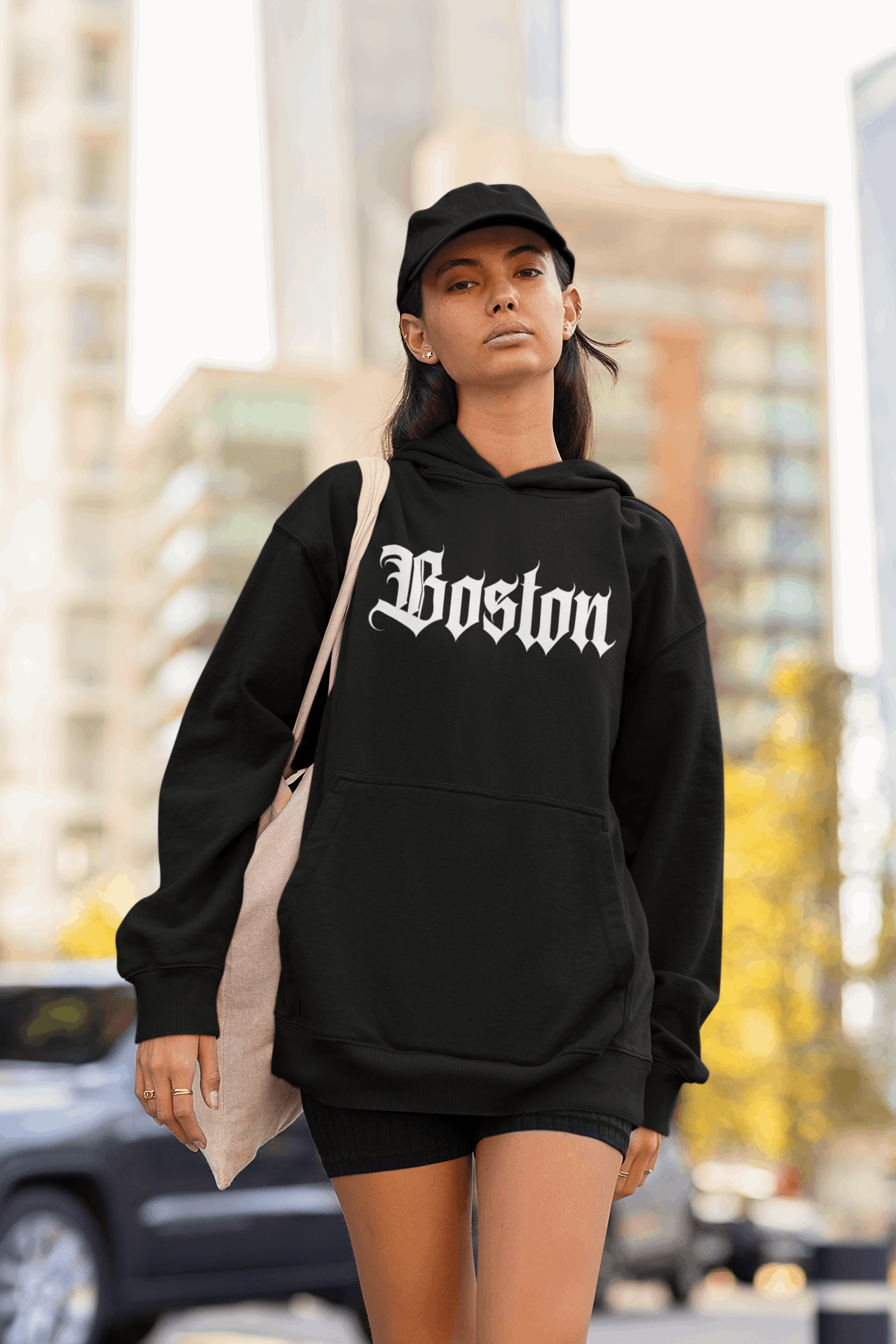 Classic Boston Old English Heavyweight Hoodie - Premium Cotton/Poly Blend - Boston Print Co.