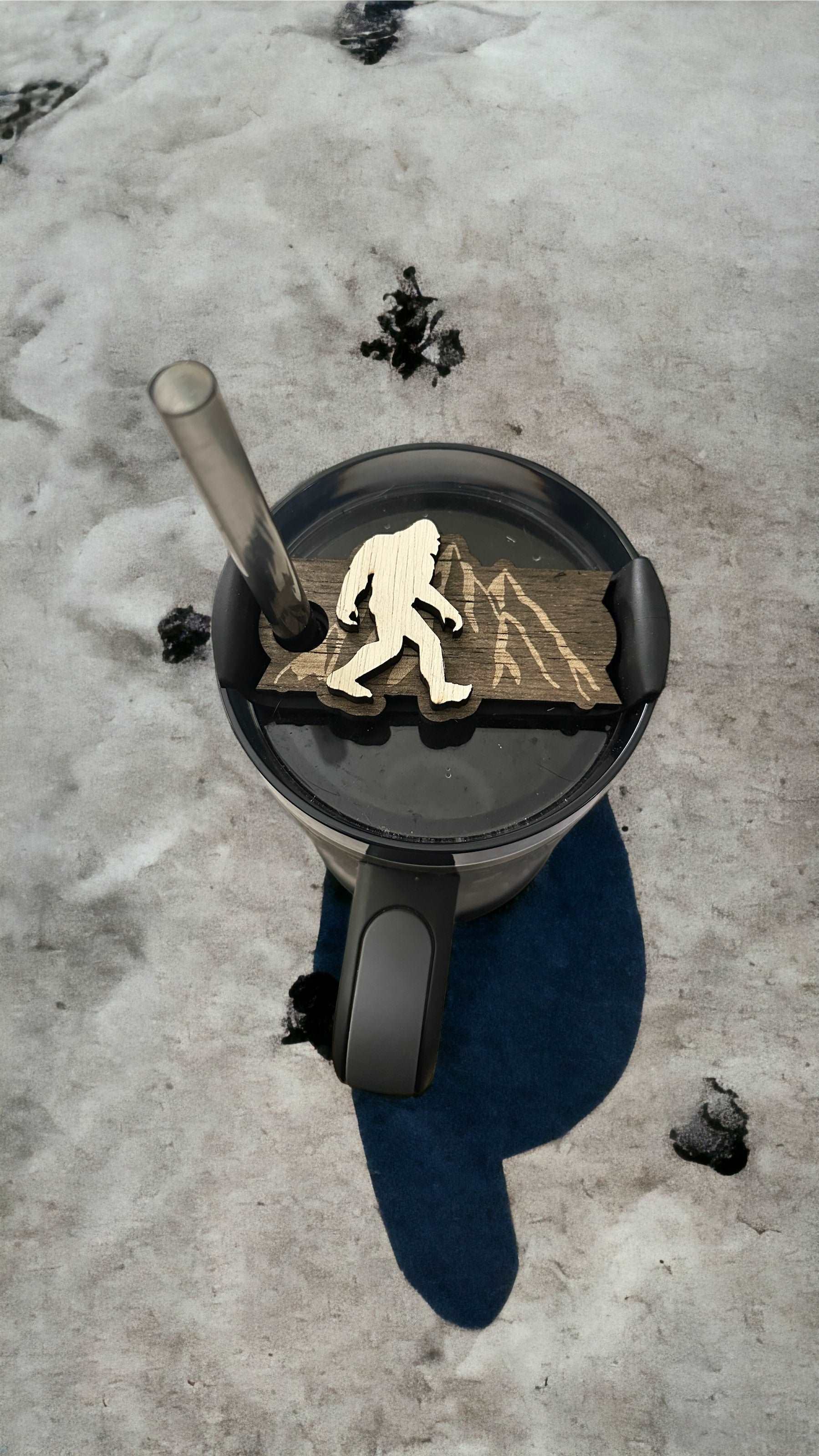 Unleash the Wild: Sasquatch & Mountains Lid Topper for 30/40oz Tumblers | Premium Wooden Tumbler Upgrade - Boston Print Co.