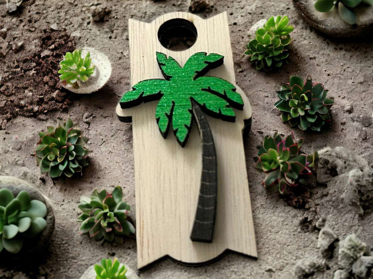 Discover Paradise: Exotic Palm Tree Topper for 30/40oz Tumblers | Premium Wooden Drinkware Accessory - Boston Print Co.