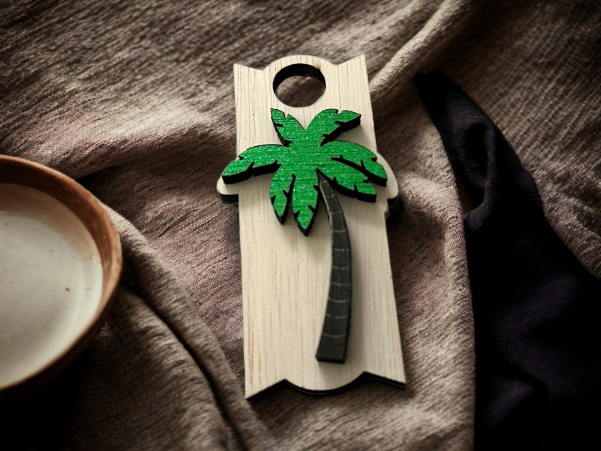 Discover Paradise: Exotic Palm Tree Topper for 30/40oz Tumblers | Premium Wooden Drinkware Accessory - Boston Print Co.
