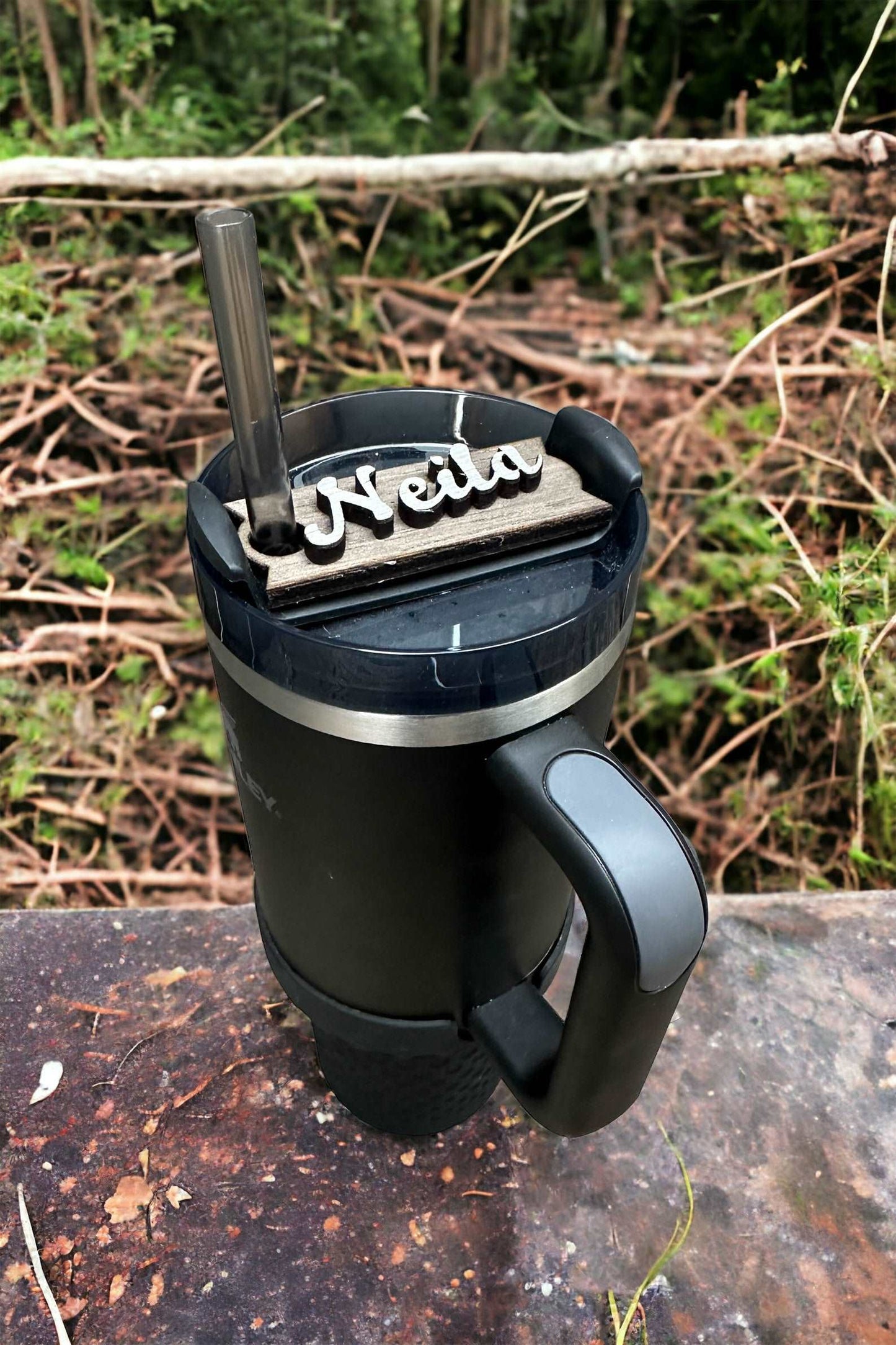 Sustainable Wooden Name Tags for Stanley 40oz Tumblers - Eco-Friendly Personalization with Stylish Wood Stains - Boston Print Co.