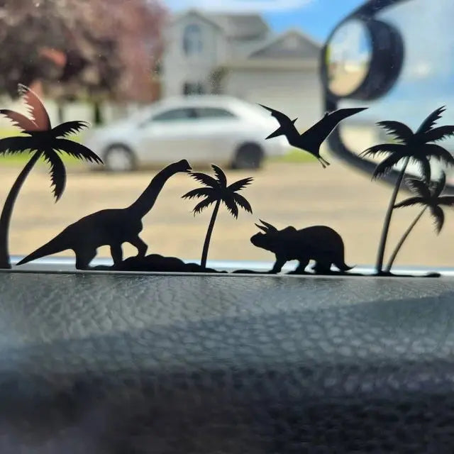 Palm Trees and Dinosaurs Easter egg tiny decal sticker, Professional Transfer Tape Included, Personalize Your Car for Dinosaur and Palm Tree - Boston Print Co.