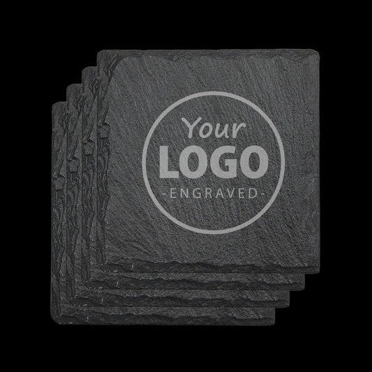 Personalized Laser Engraved Slate Coasters - Set of 4 | Boston Print Co.