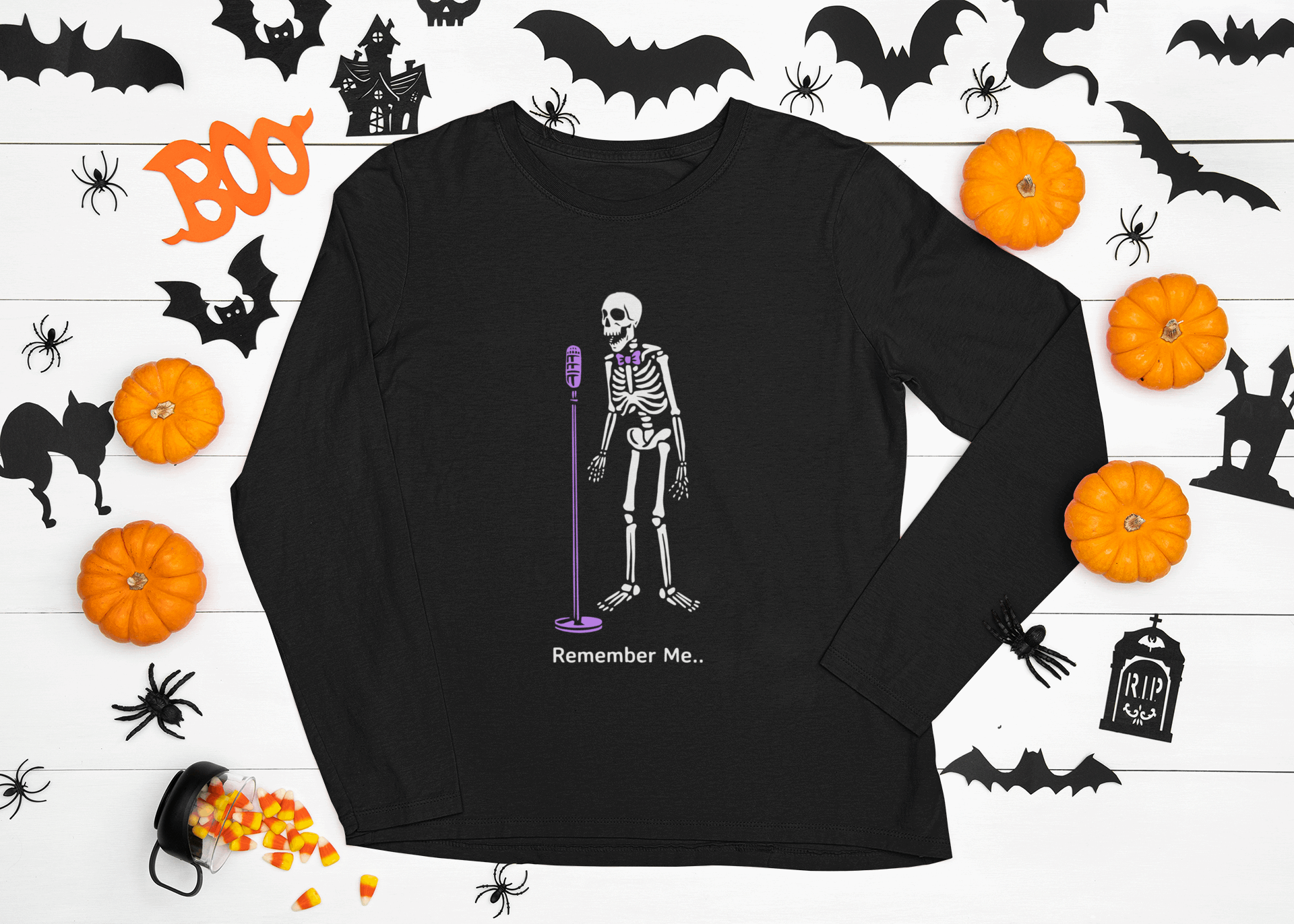 Dia de los Muertos “Remember Me…” Skeleton Serenade Sweatshirt | Coco-Inspired Halloween Apparel - Boston Print Co. 