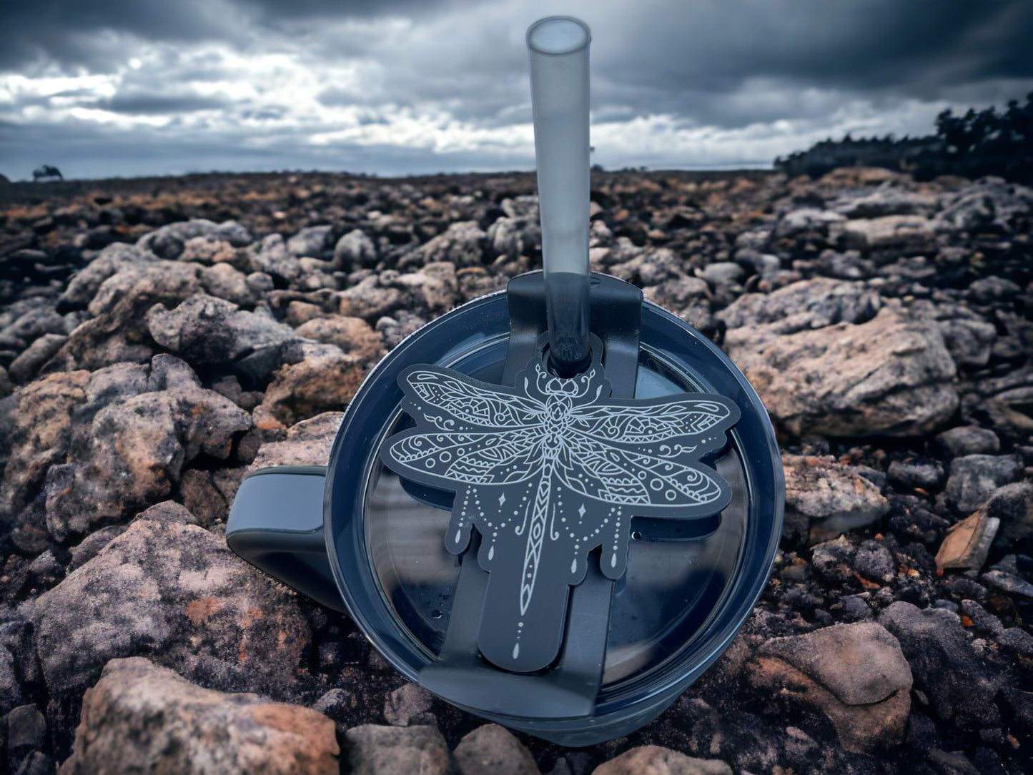 Dragonfly Mandala Tumbler Lid Topper