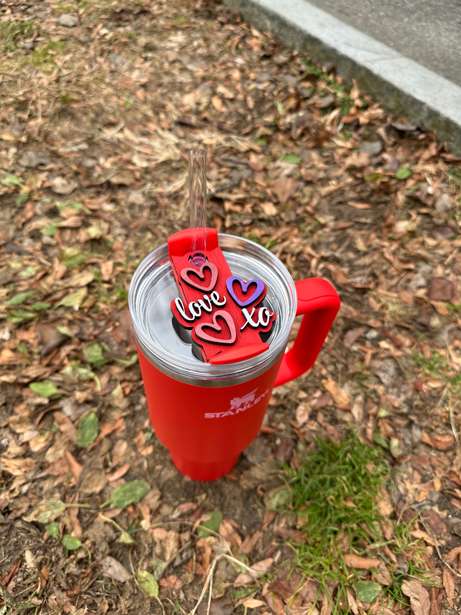 Radiant Red Wooden Tumbler Topper by Boston Print Co. on the limited edition stanley