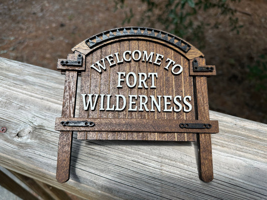 Rustic “Welcome to Fort Wilderness” Wooden Sign – Handcrafted Disney Cabin, Lodge & RV Wall Decor
