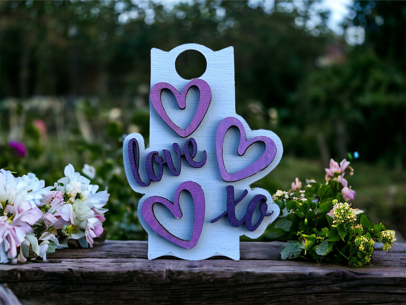 Valentine's Day Tumbler Topper - Purple XO & Love Design