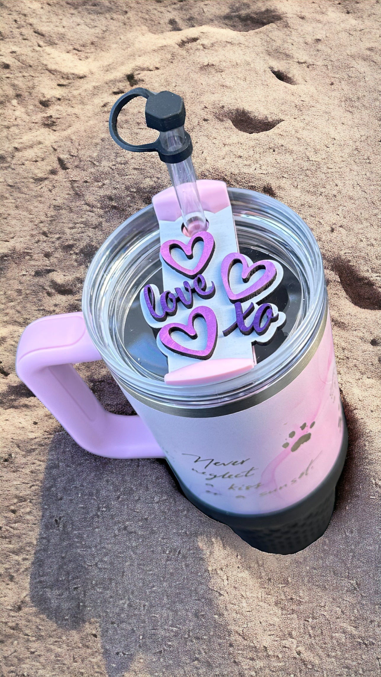 Valentine's Day Tumbler Topper - Purple XO & Love Design On Stanley 40oz