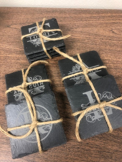 Custom Engraved Slate Coasters ( Set of 4 )