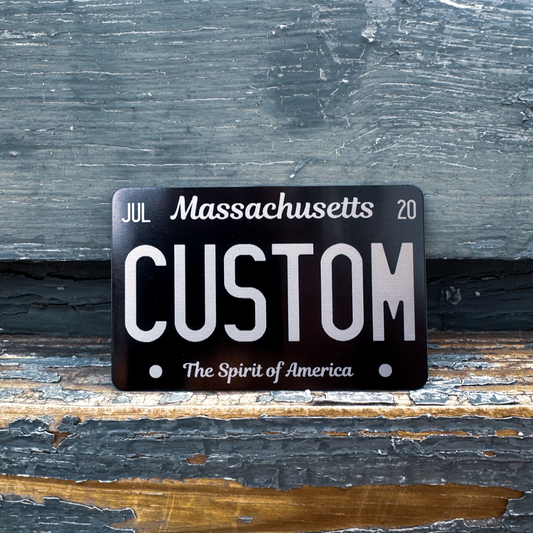 Custom Mini License Plate - Personalized Black Tag Massachusetts | Boston Print Co