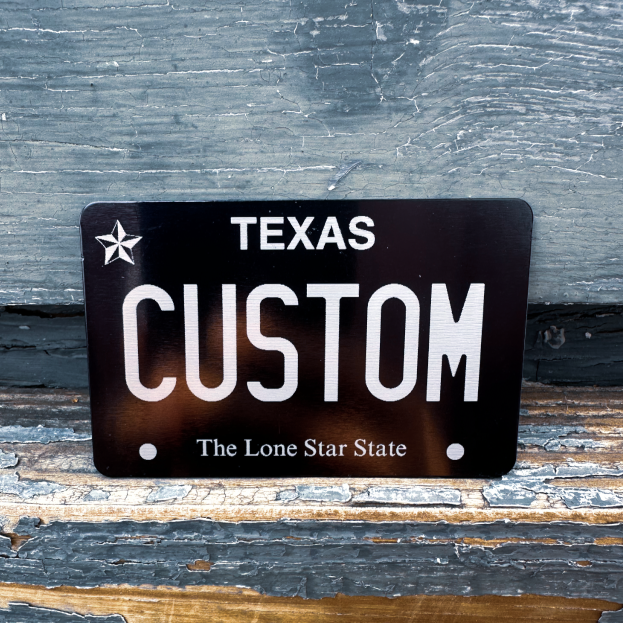 Custom Mini License Plate - Personalized Black Tag Texas | Boston Print Co