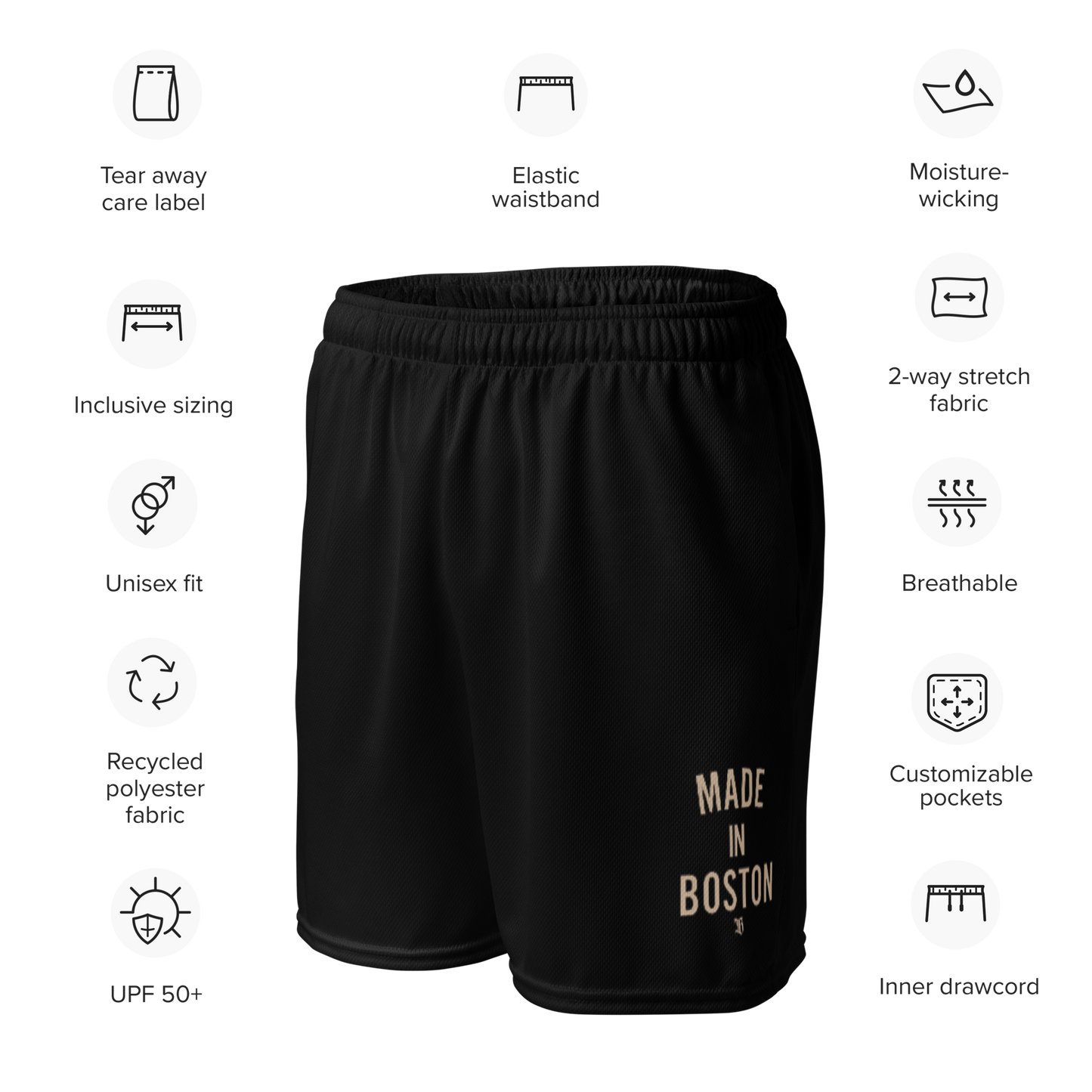 "Made in Boston" Mesh Shorts | Lightweight and Breathable | Boston Print Co.