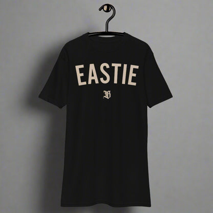 "Eastie" boxy oversized t-shirt, 100% carded cotton, heavyweight fabric, garment-dyed and pre-shrunk, relaxed fit with dropped shoulders and wide neck ribbing.