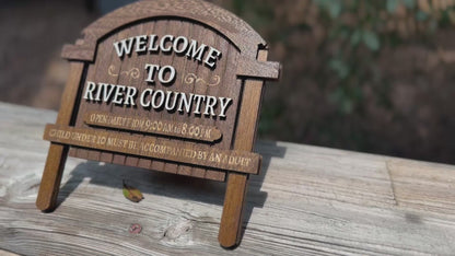 Welcome to River Country” Wooden Sign - Fort Wilderness Water Park Themed Decor for Disney Nostalgia Lovers